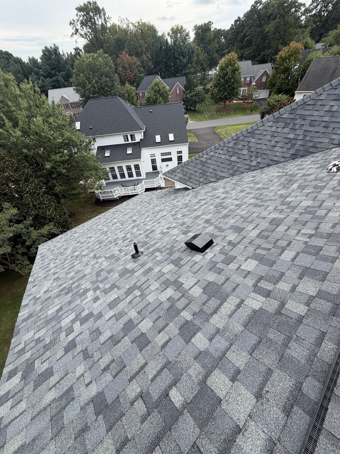 Finished gray roof with ridge ventilation