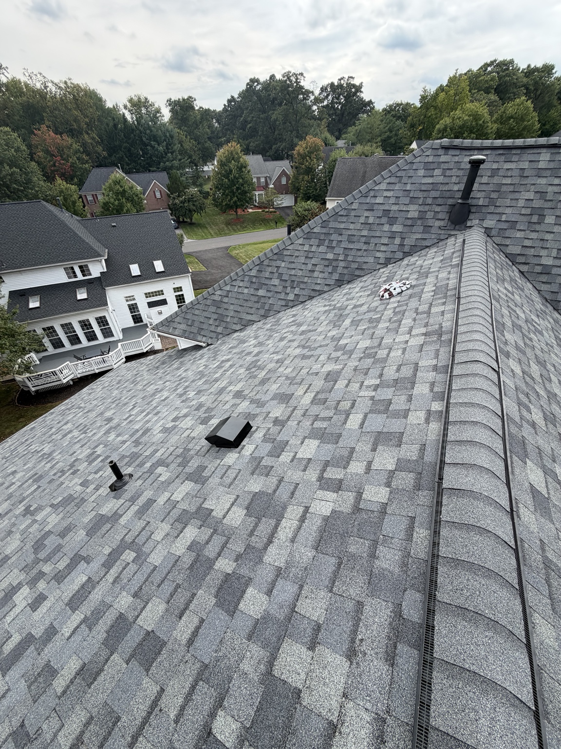 Finished residential shingle roof
